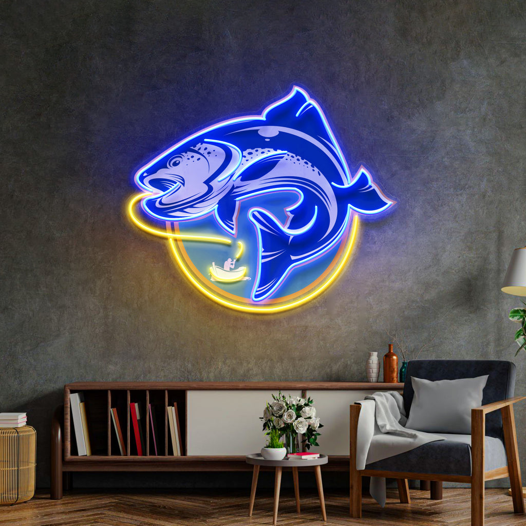 Fishermen Catch Fish LED Neon Sign Light Pop Art