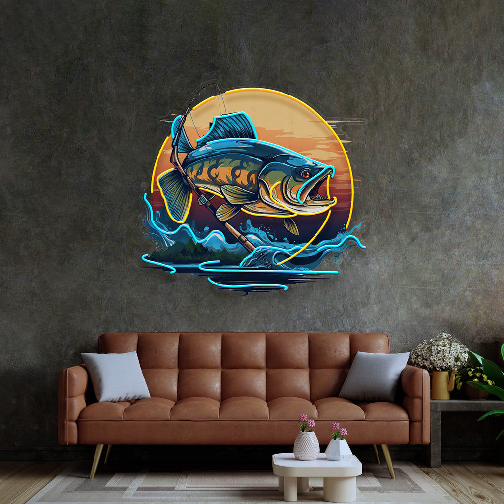 Fishing Cartoon LED Neon Sign Light Pop Art