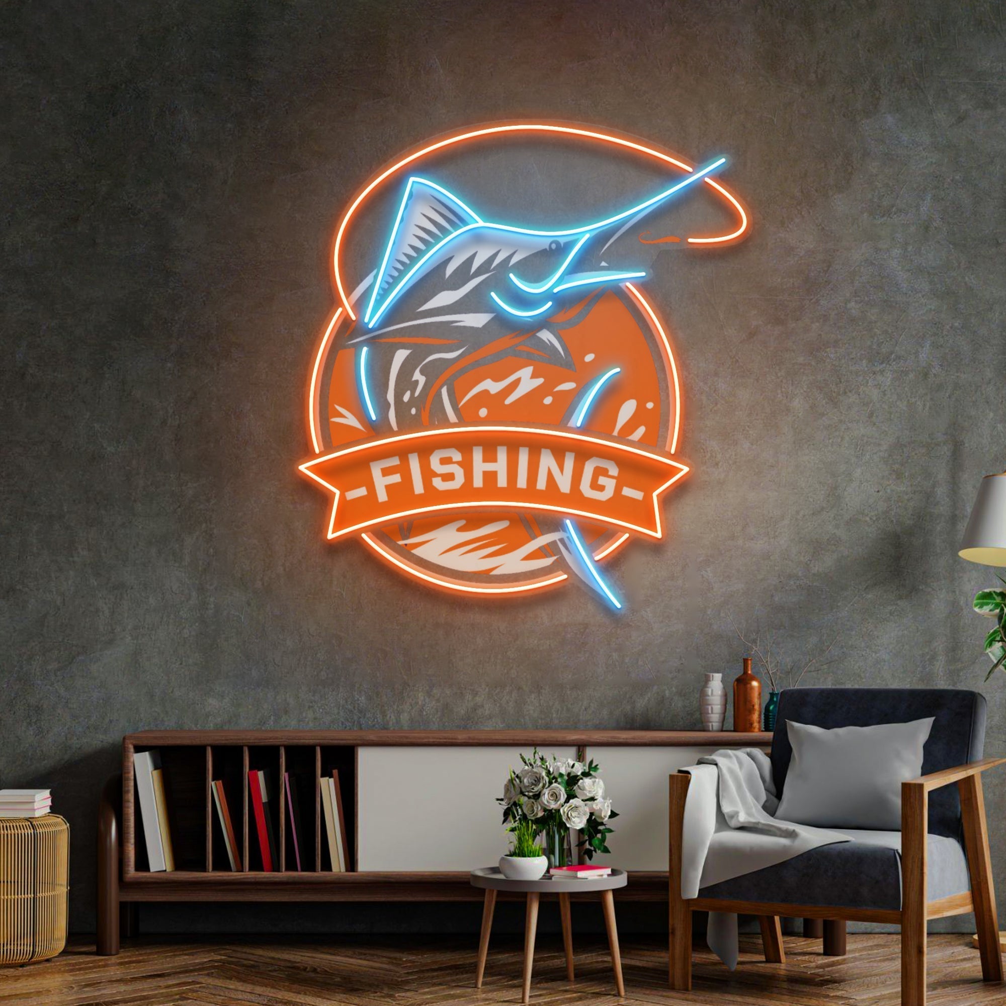 Fishing Logo LED Neon Sign Light Pop Art