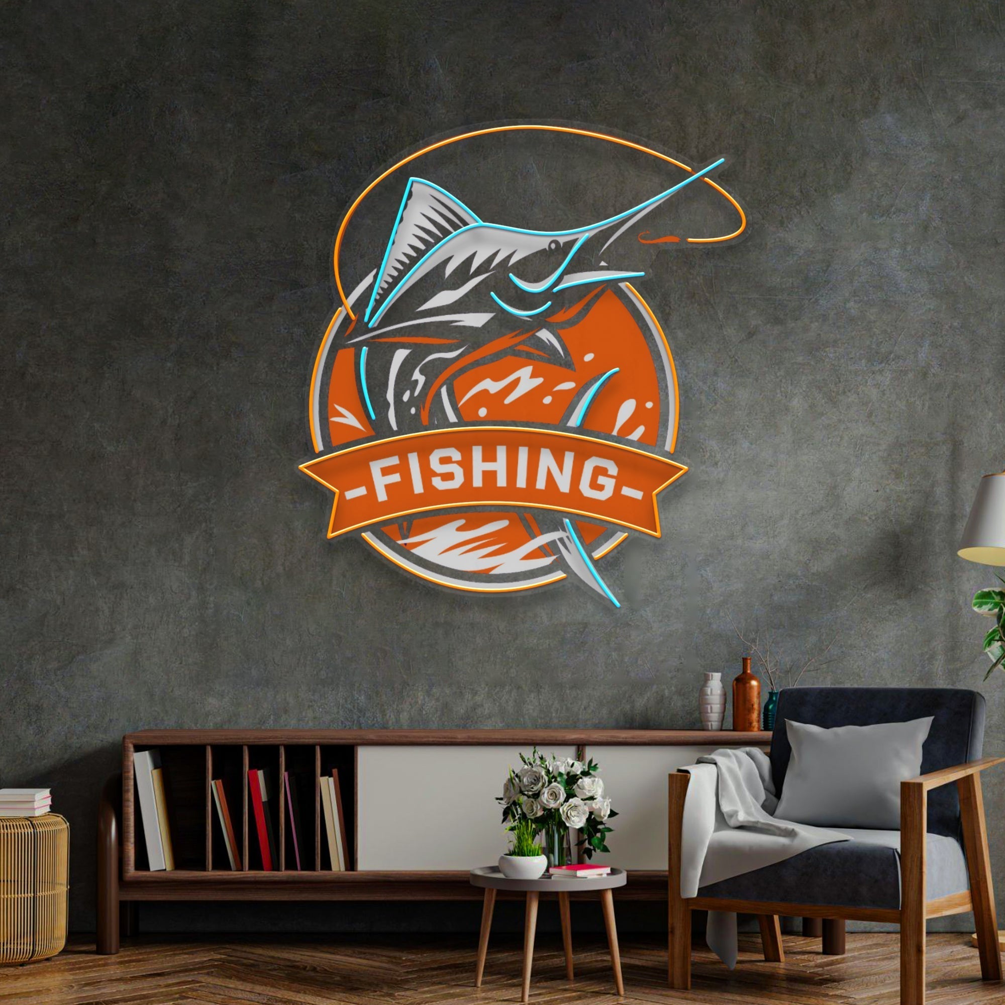 Fishing Logo LED Neon Sign Light Pop Art