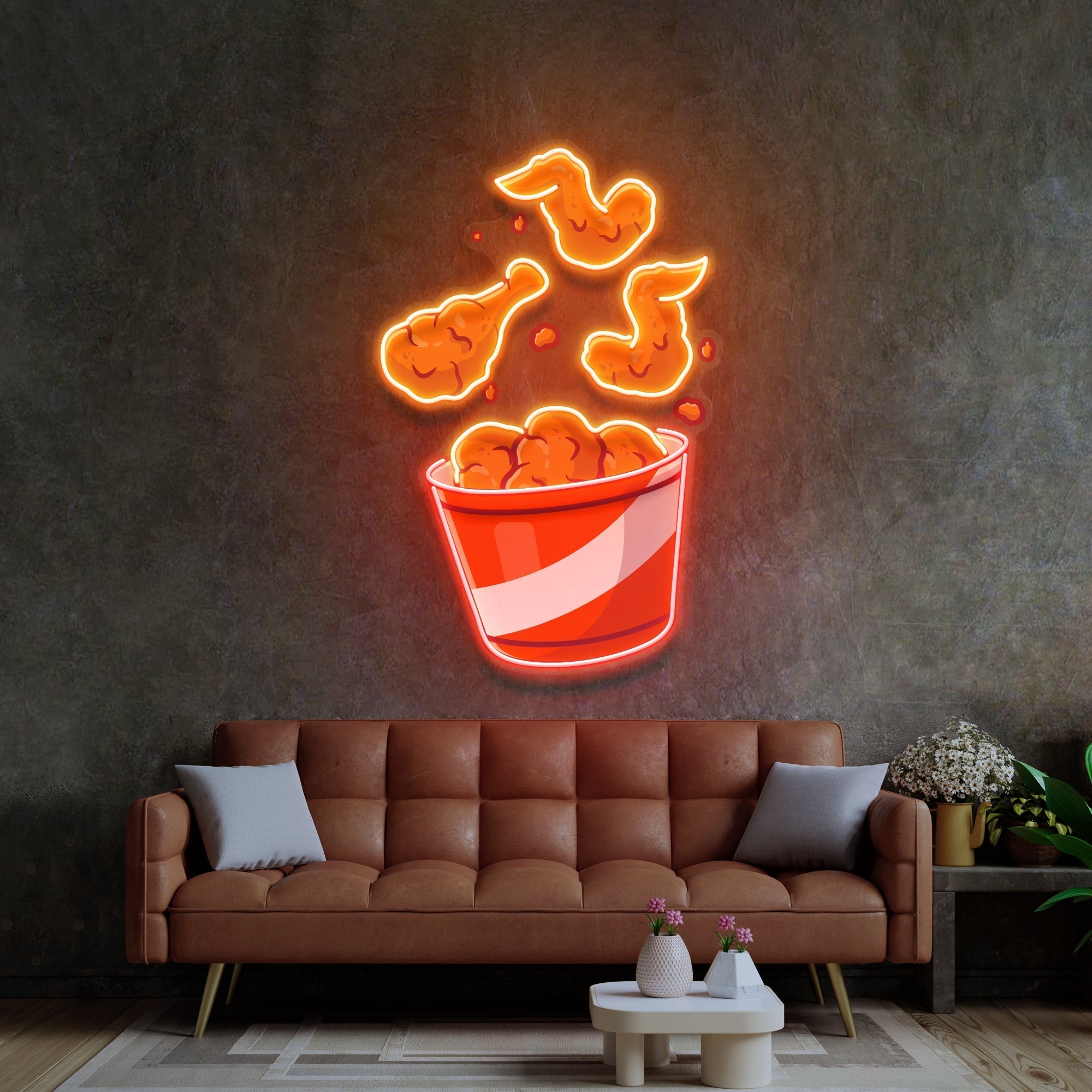 Flying Fried Chicken LED Neon Sign Light Pop Art