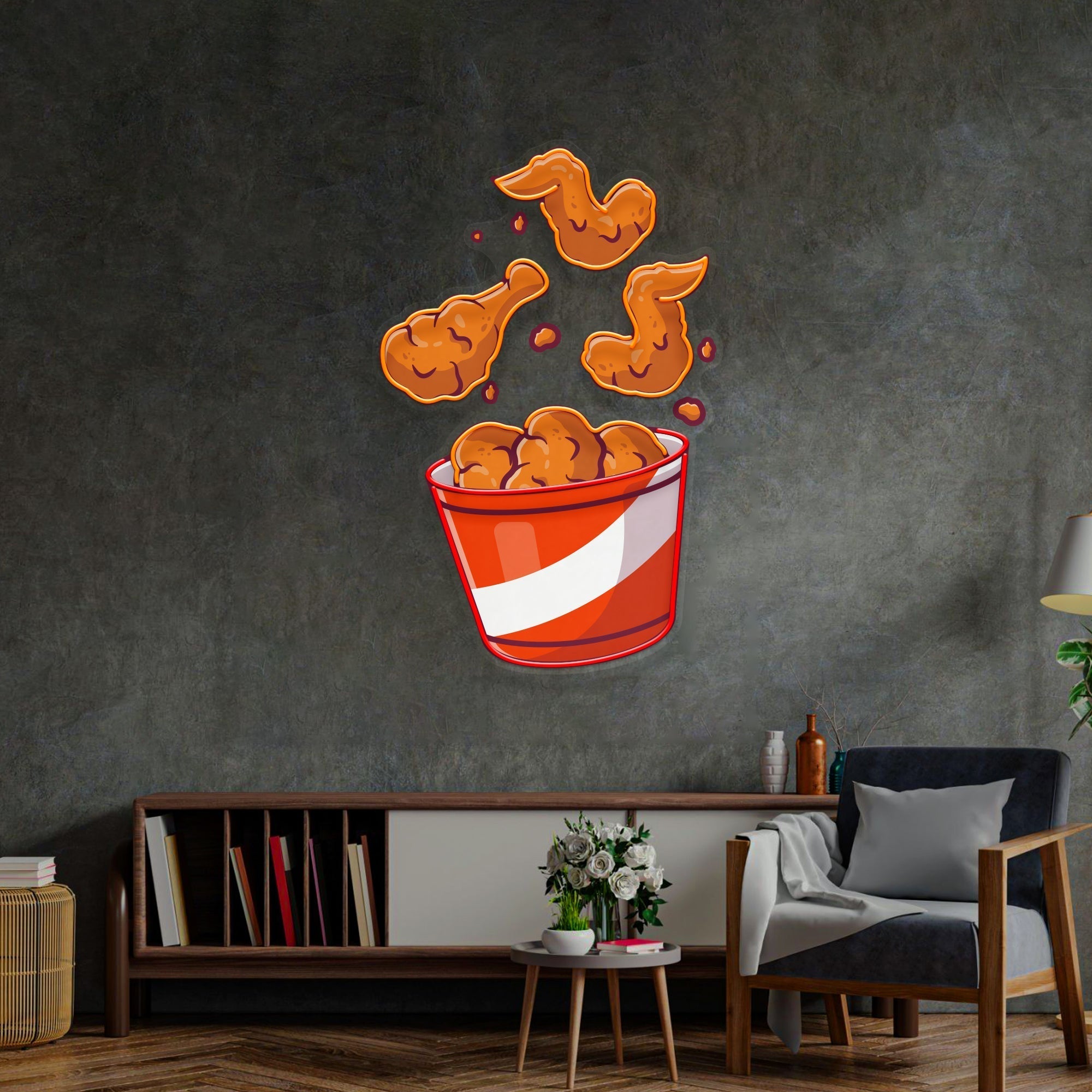 Flying Fried Chicken LED Neon Sign Light Pop Art