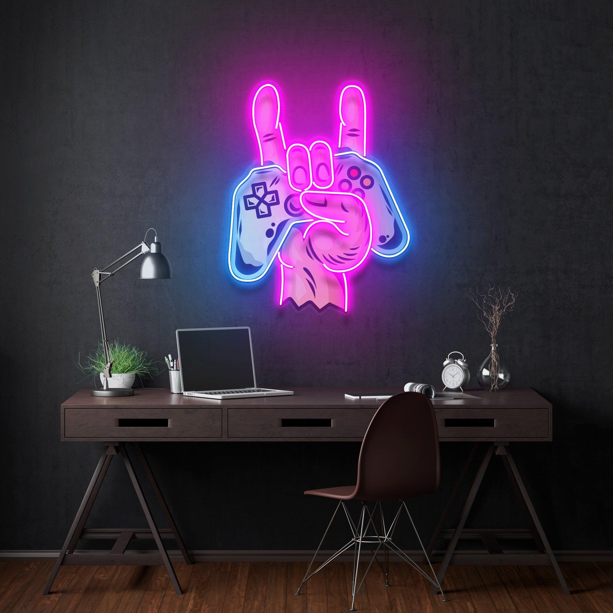 Game Hands Led Neon Acrylic Artwork