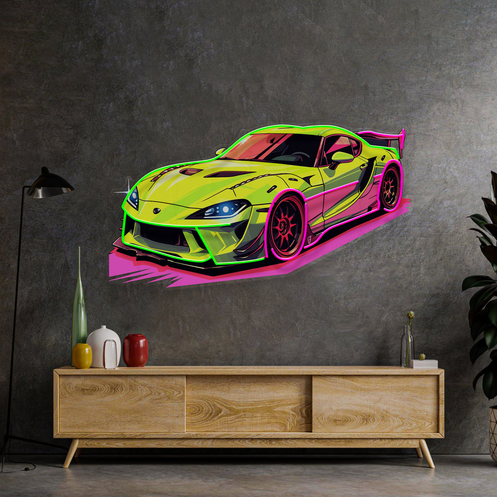 Green Sport Car LED Neon Sign Light Pop Art