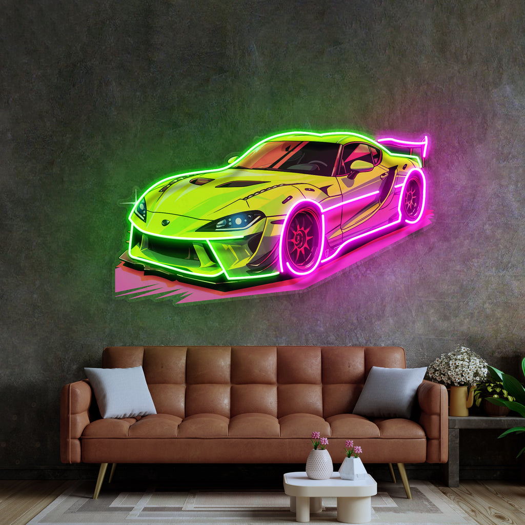 Green Sport Car LED Neon Sign Light Pop Art