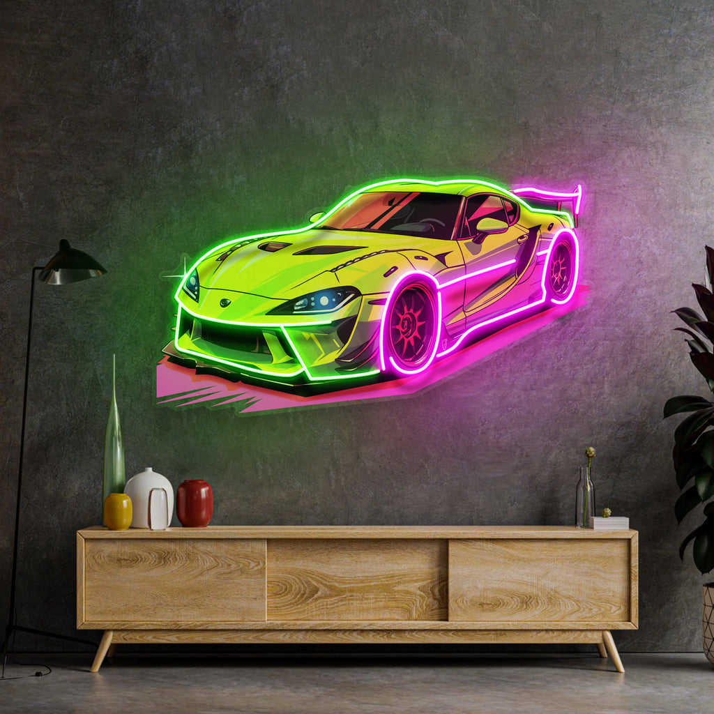 Green Sport Car LED Neon Sign Light Pop Art