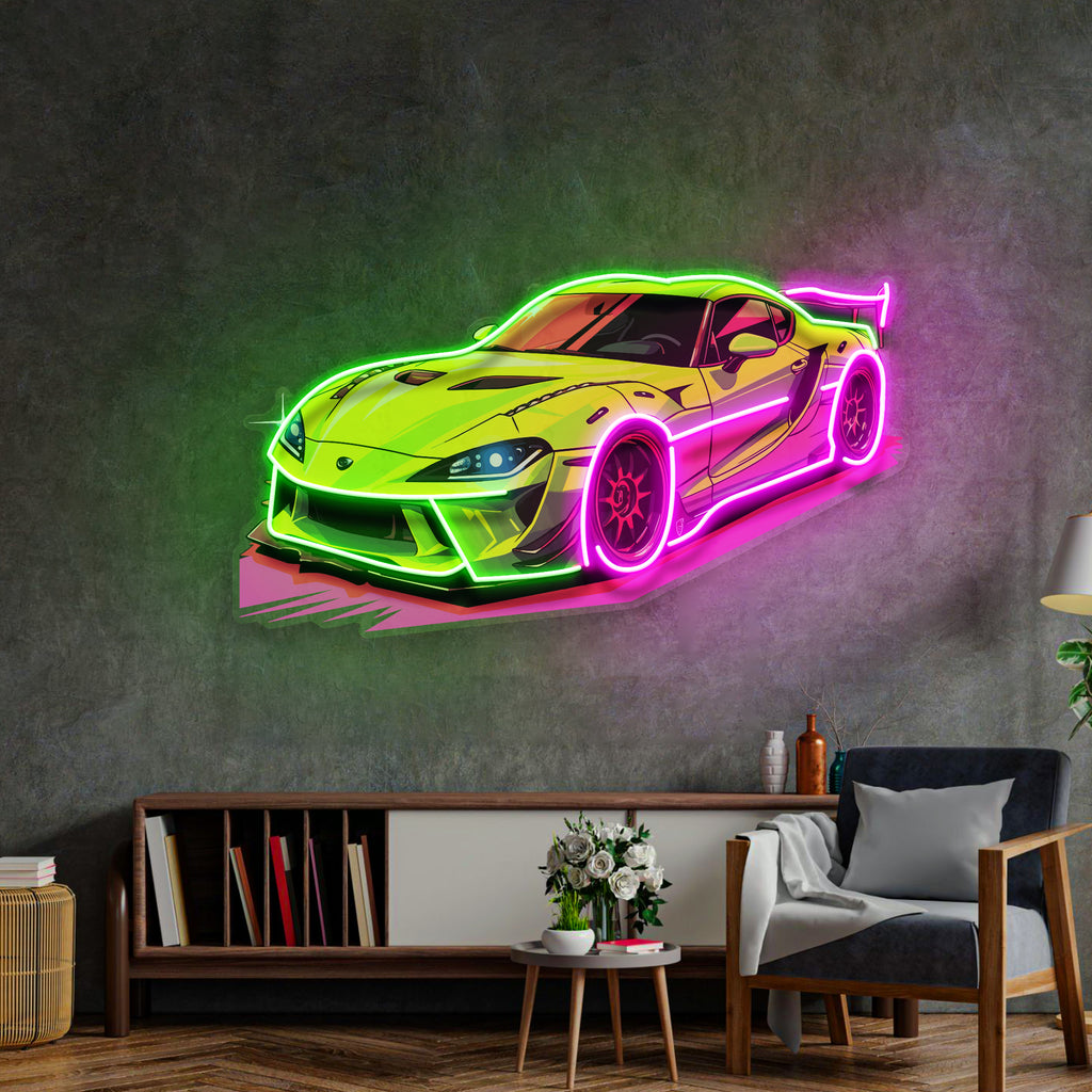 Green Sport Car LED Neon Sign Light Pop Art