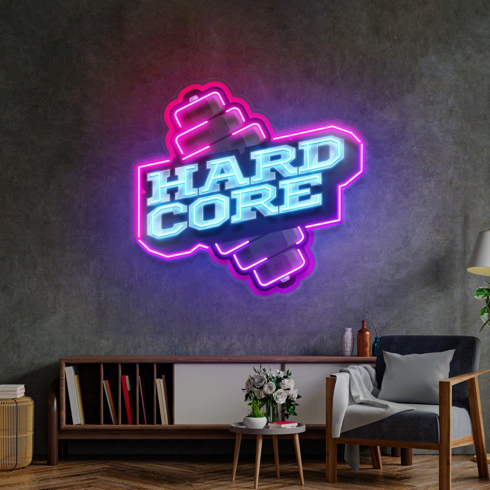 Hardcore Dumbell LED Neon Sign Light Pop Art