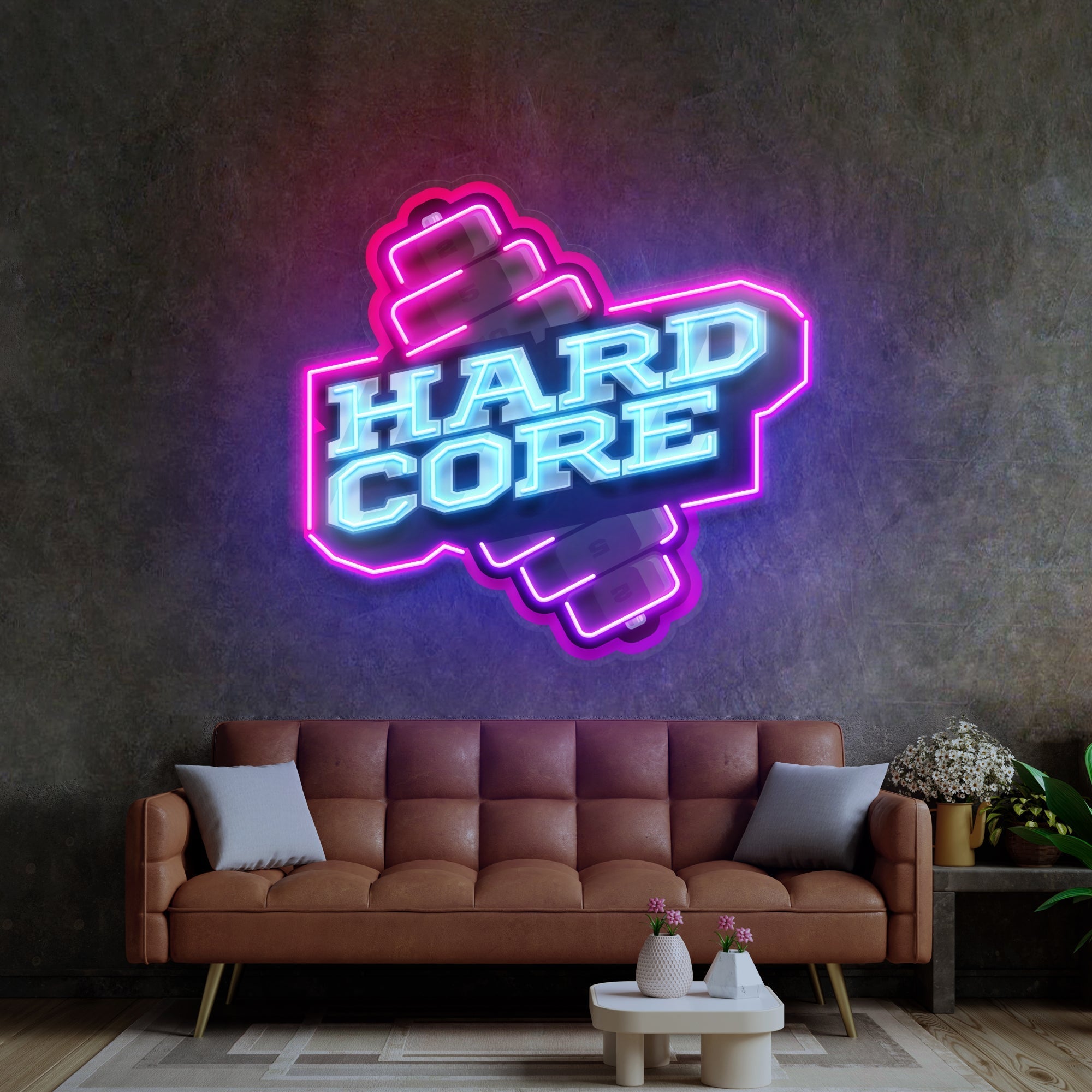 Hardcore Dumbell LED Neon Sign Light Pop Art