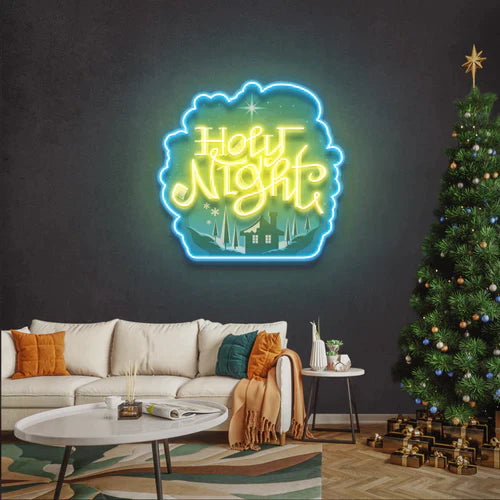 Holy Night Xmas Acrylic Artwork Led Neon Sign Light