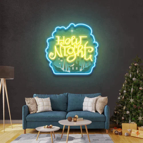 Holy Night Xmas Acrylic Artwork Led Neon Sign Light