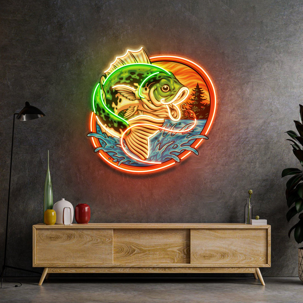 Largemouth Fishing LED Neon Sign Light Pop Art