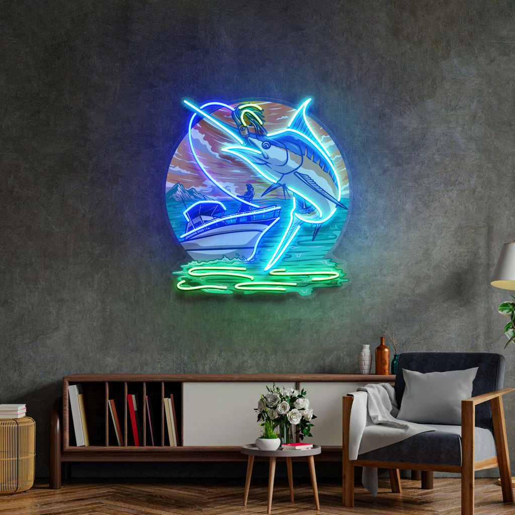 Marlin Sea Fishing LED Neon Sign Light Pop Art