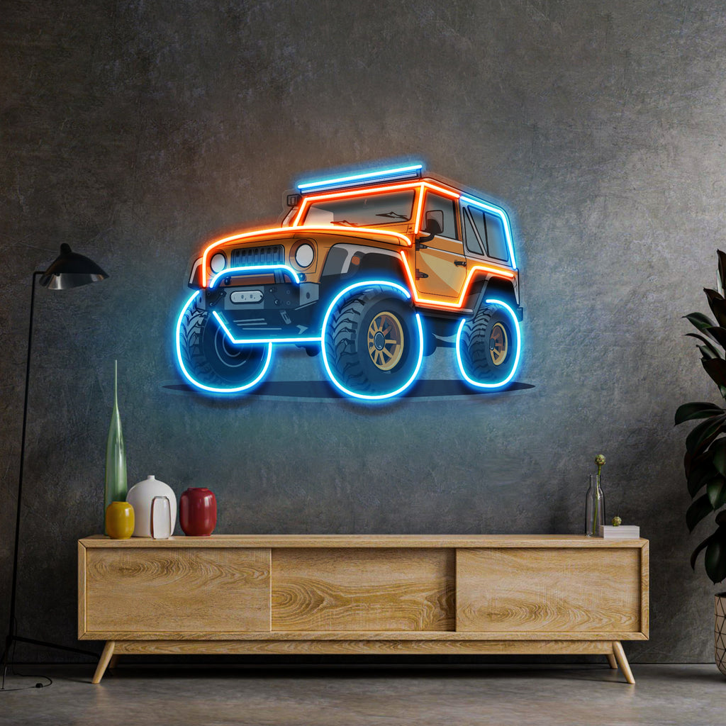 Modern Adventure Off Roading Suv LED Neon Sign Light Pop Art