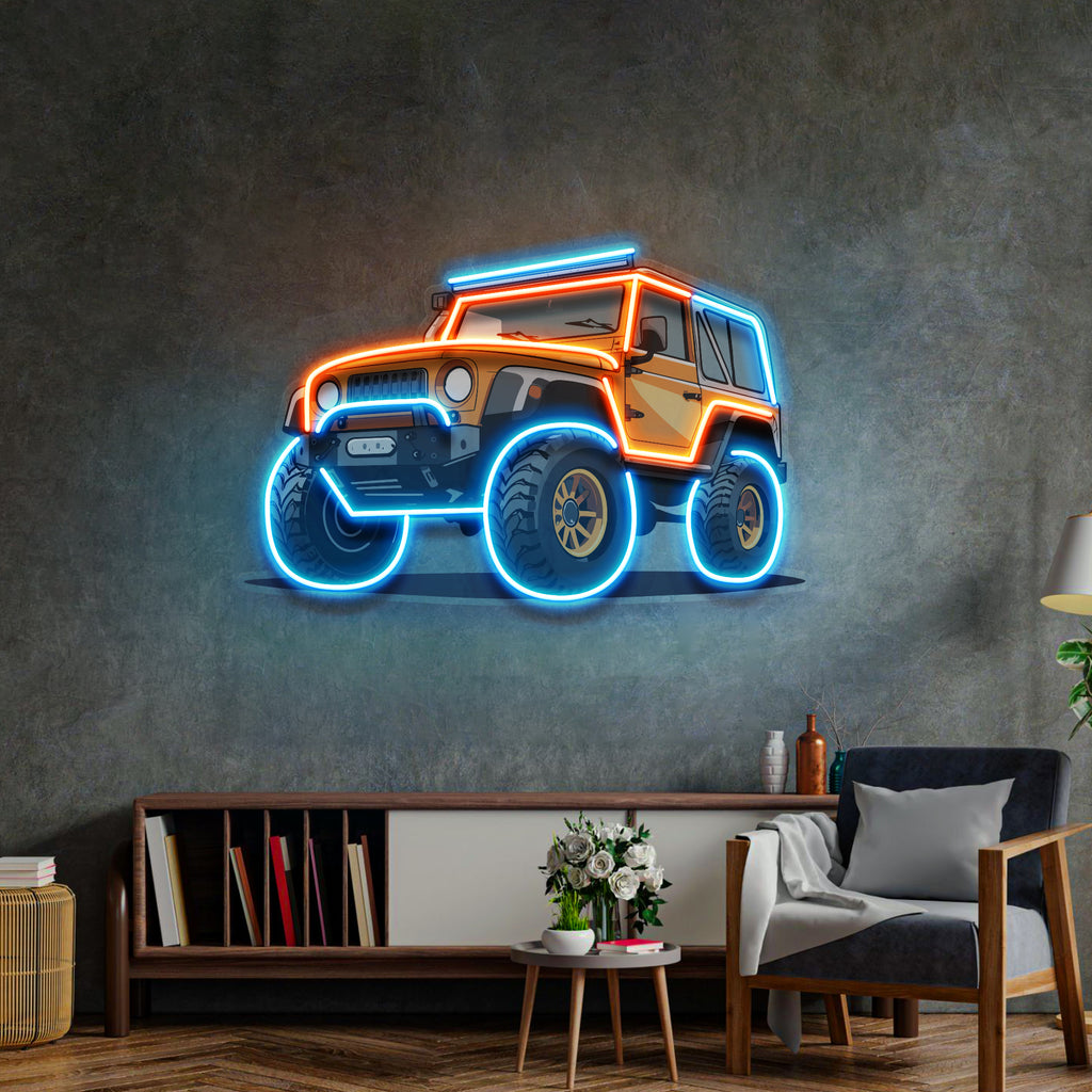 Modern Adventure Off Roading Suv LED Neon Sign Light Pop Art