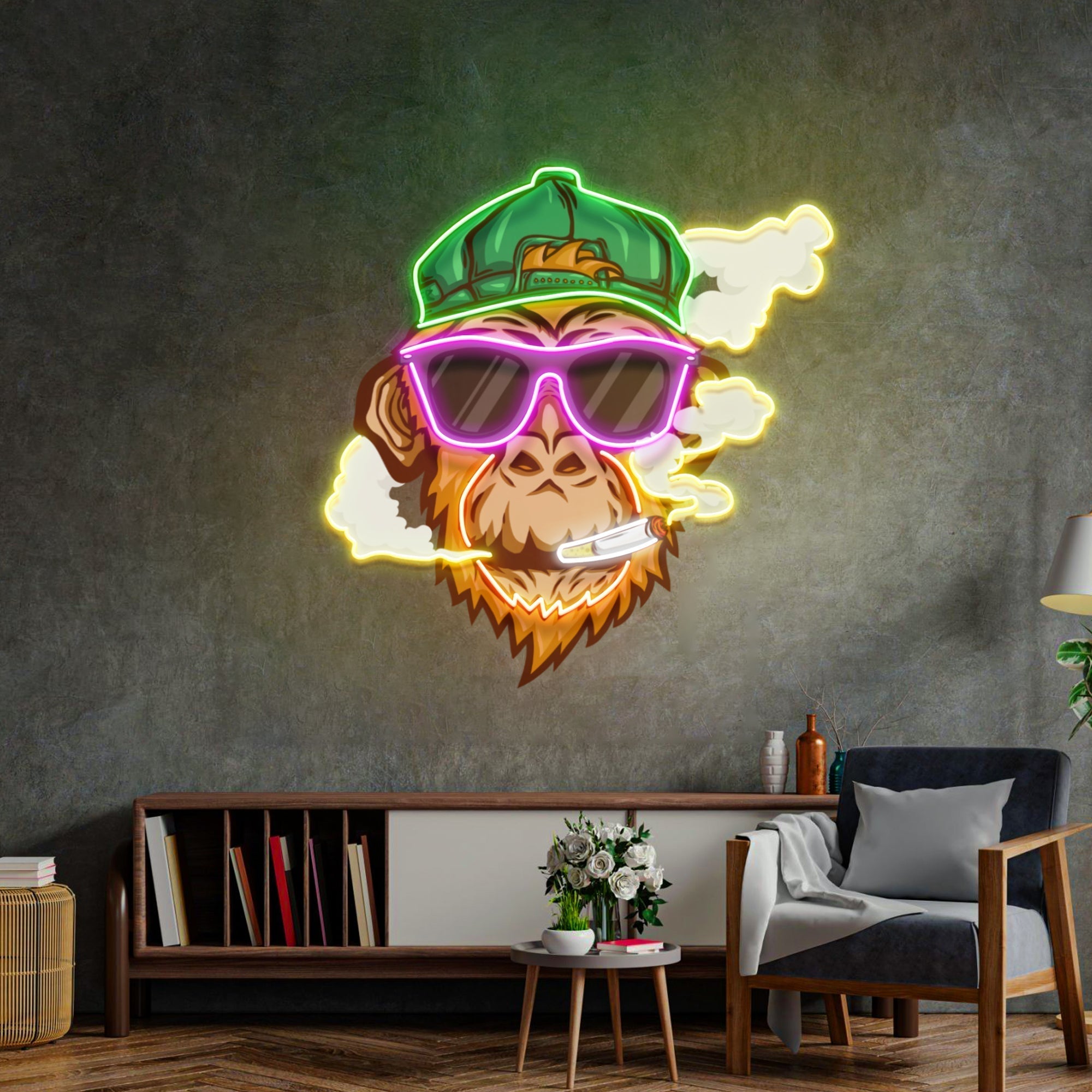 Monkey Smoking Cigar LED Neon Sign Light Pop Art