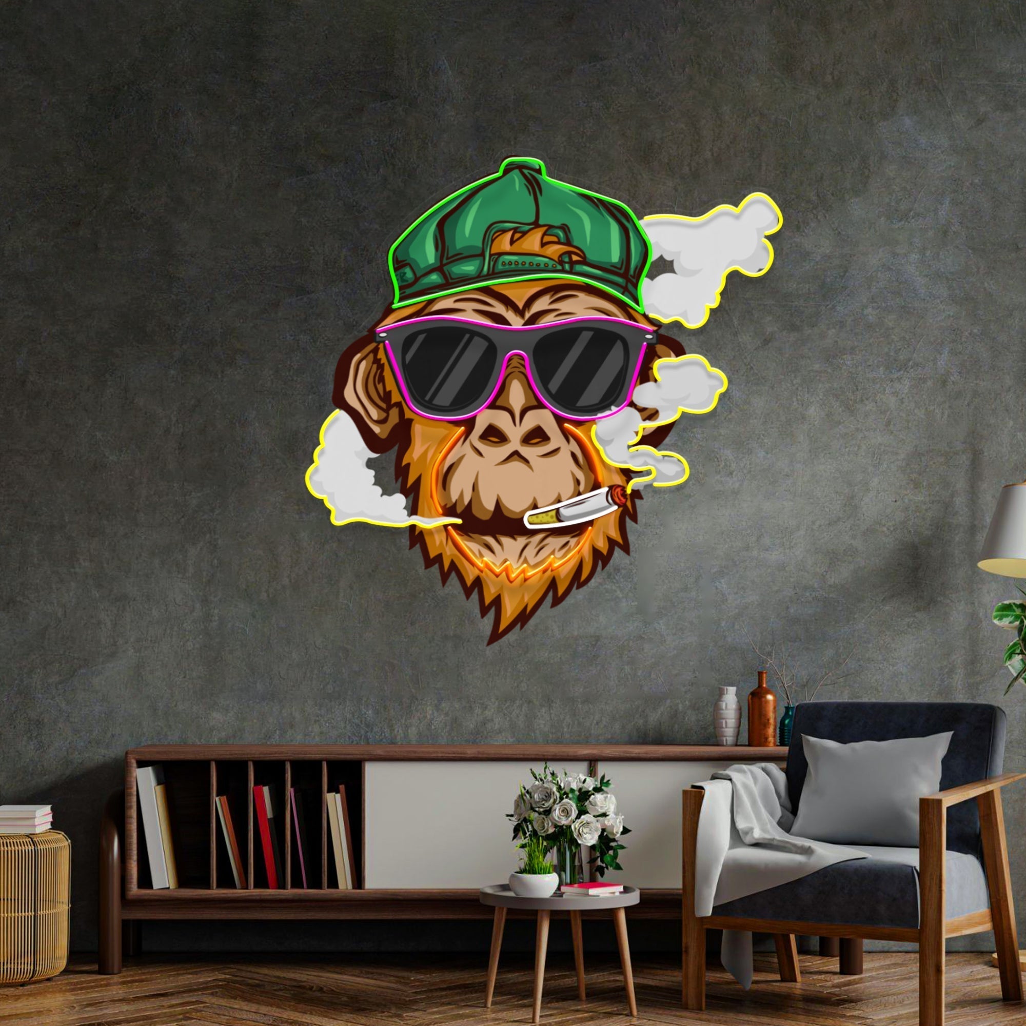 Monkey Smoking Cigar LED Neon Sign Light Pop Art