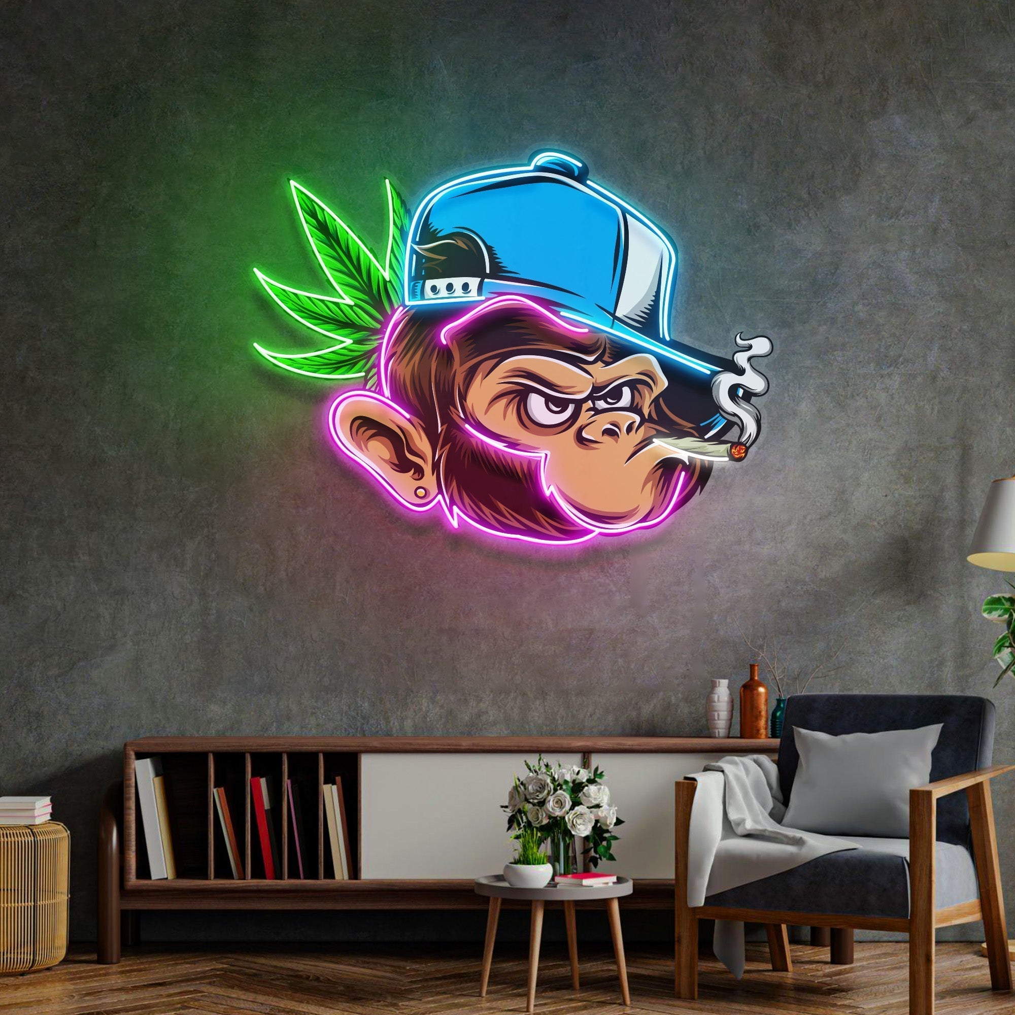 Naughty Monkey LED Neon Sign Light Pop Art