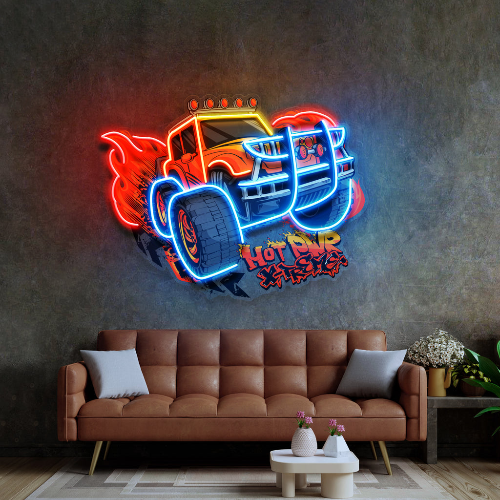 Off Road Truck With Hot Power Extreme LED Neon Sign Light Pop Art