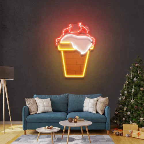 Santa Stuck In Chimney Art Work Led Neon Sign Light