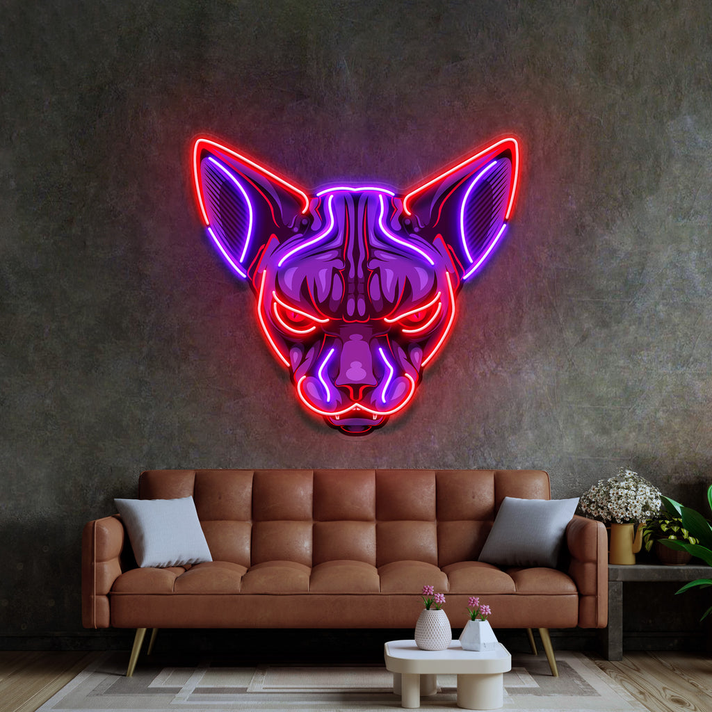 Sphynx Cat Head LED Neon Sign Light Pop Art