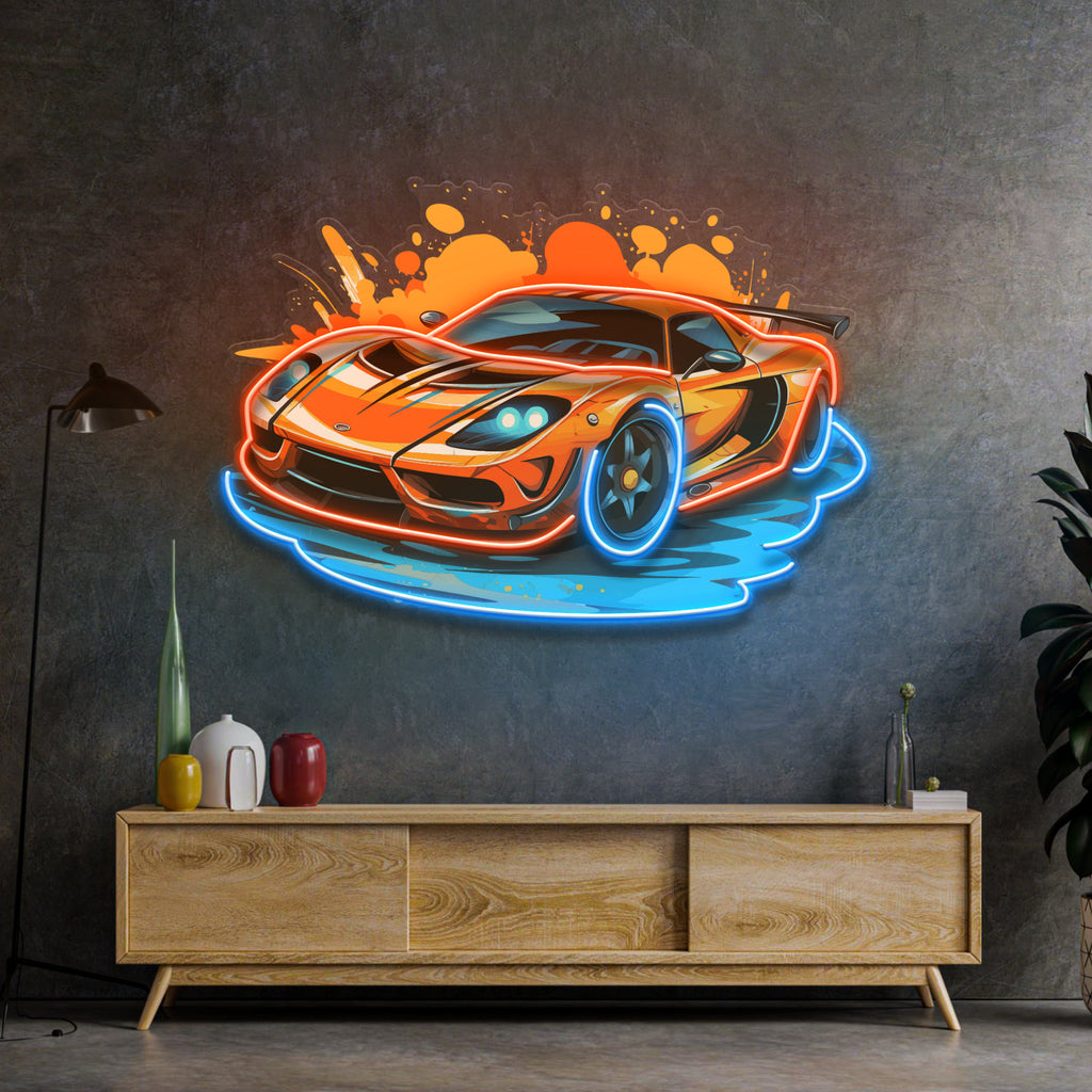 Sports Car Catoon LED Neon Sign Light Pop Art