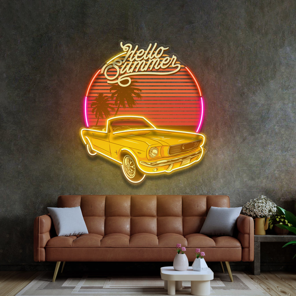 Summer Tropical Beach And Car LED Neon Sign Light Pop Art