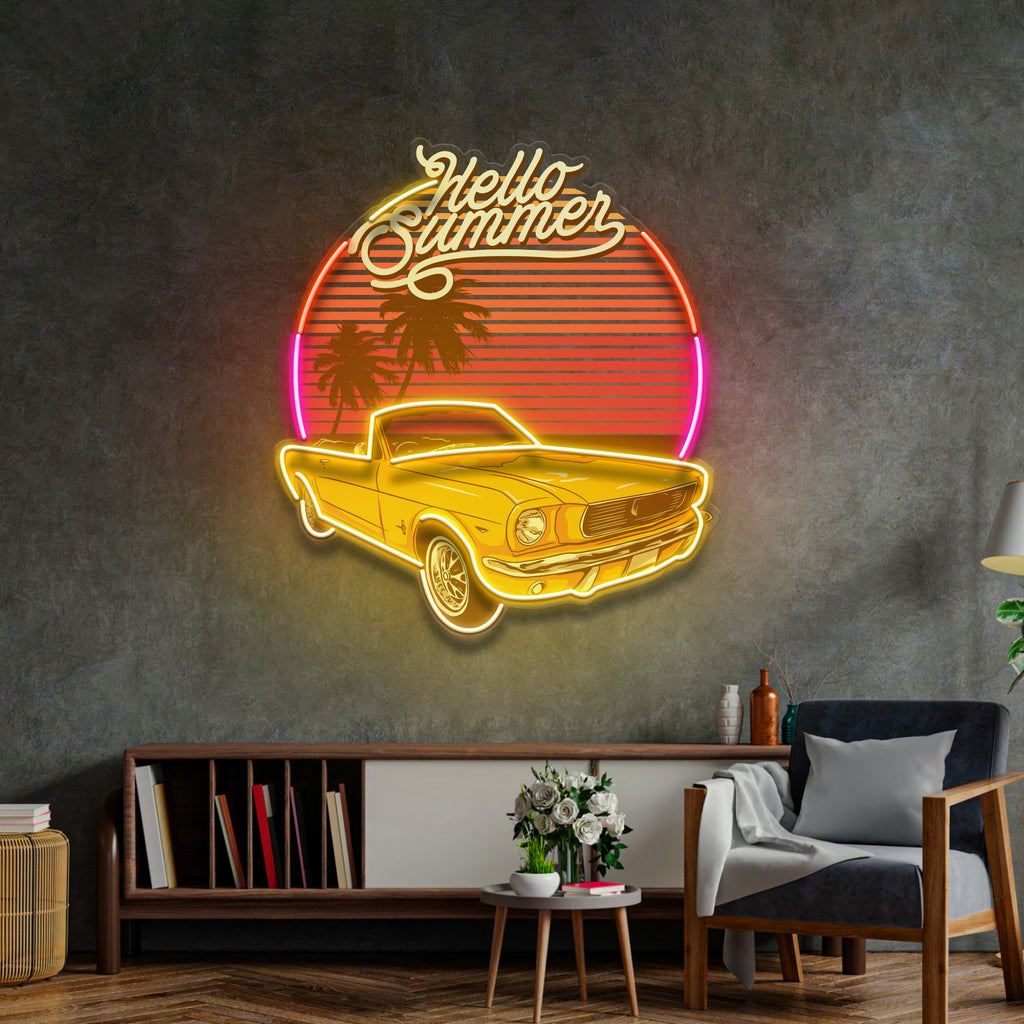 Summer Tropical Beach And Car LED Neon Sign Light Pop Art