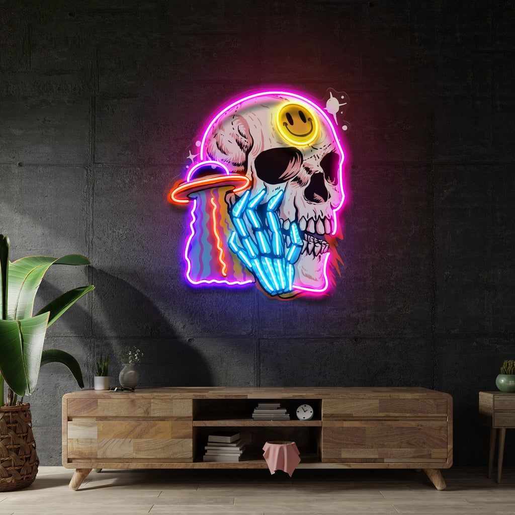 UFO Skull Vibe LED Neon Sign Light Pop Art