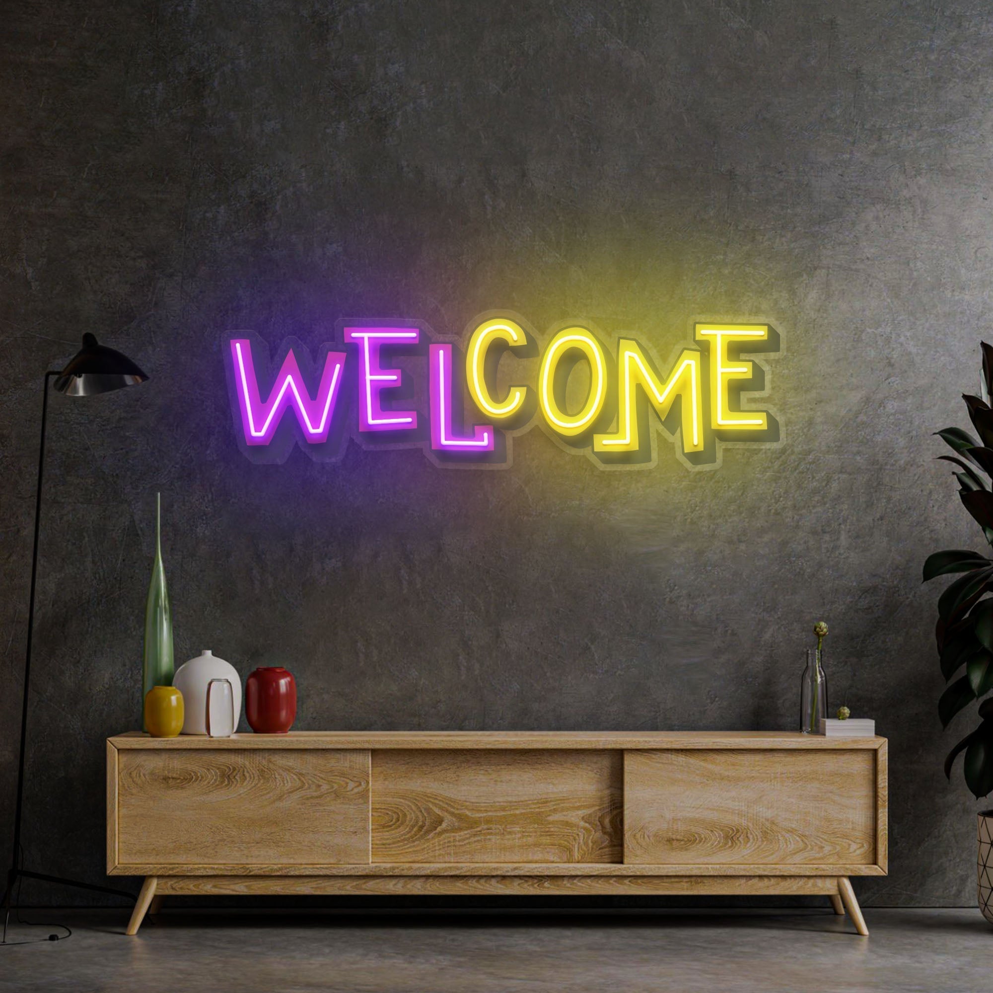 Welcome LED Neon Sign Light Pop Art