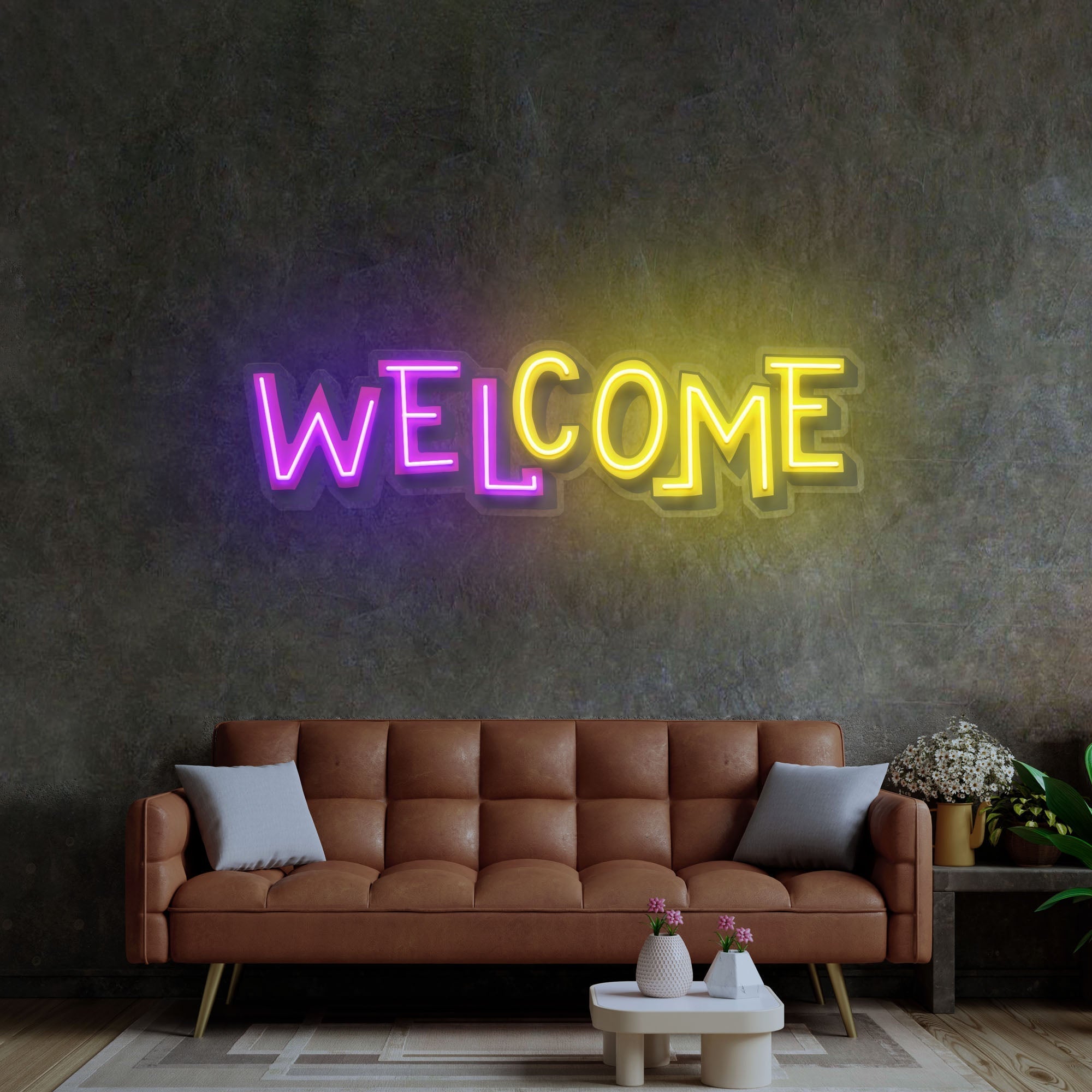 Welcome LED Neon Sign Light Pop Art