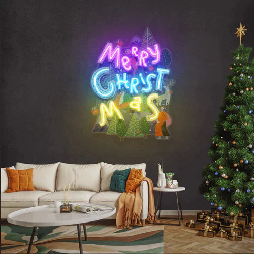 Wavy Merry Christmas Art Work Led Neon Sign Light