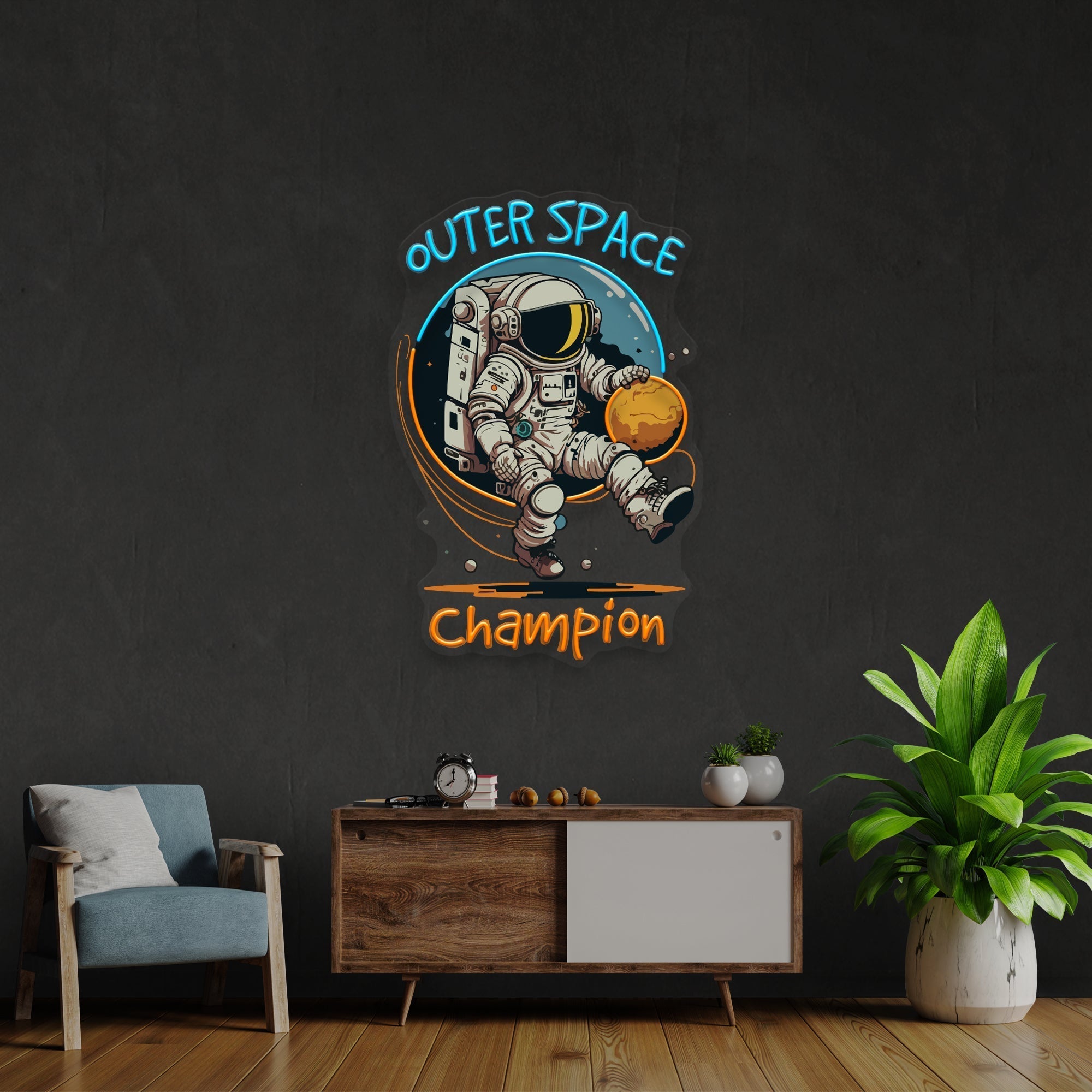 Astronaut Champion For Space Artwork Led Neon Sign Light