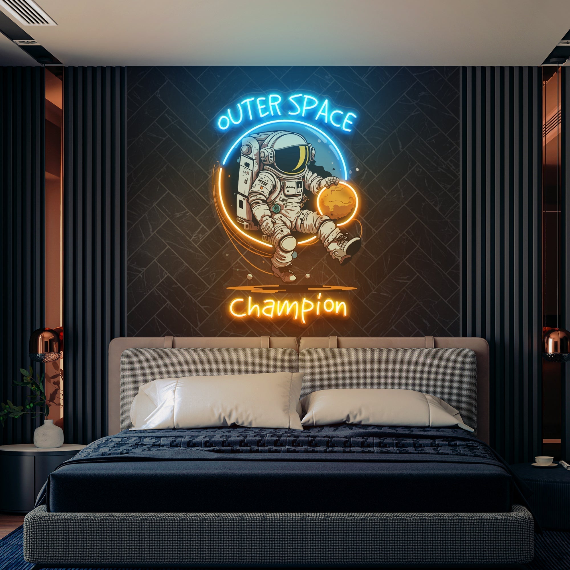 Astronaut Champion For Space Artwork Led Neon Sign Light