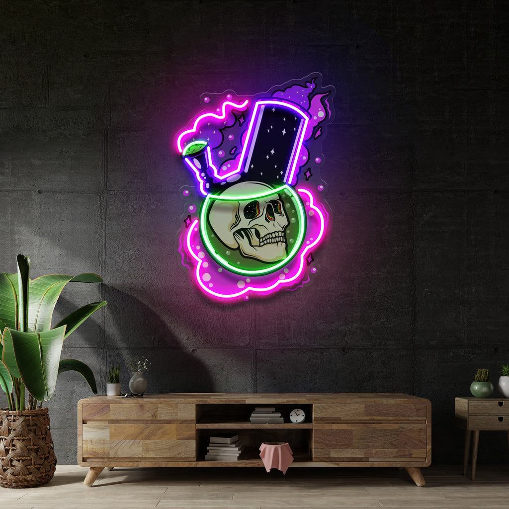 Bong Skull LED Neon Sign Light Pop Art