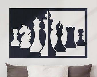 Black & White Chess Pieces Wall Frame