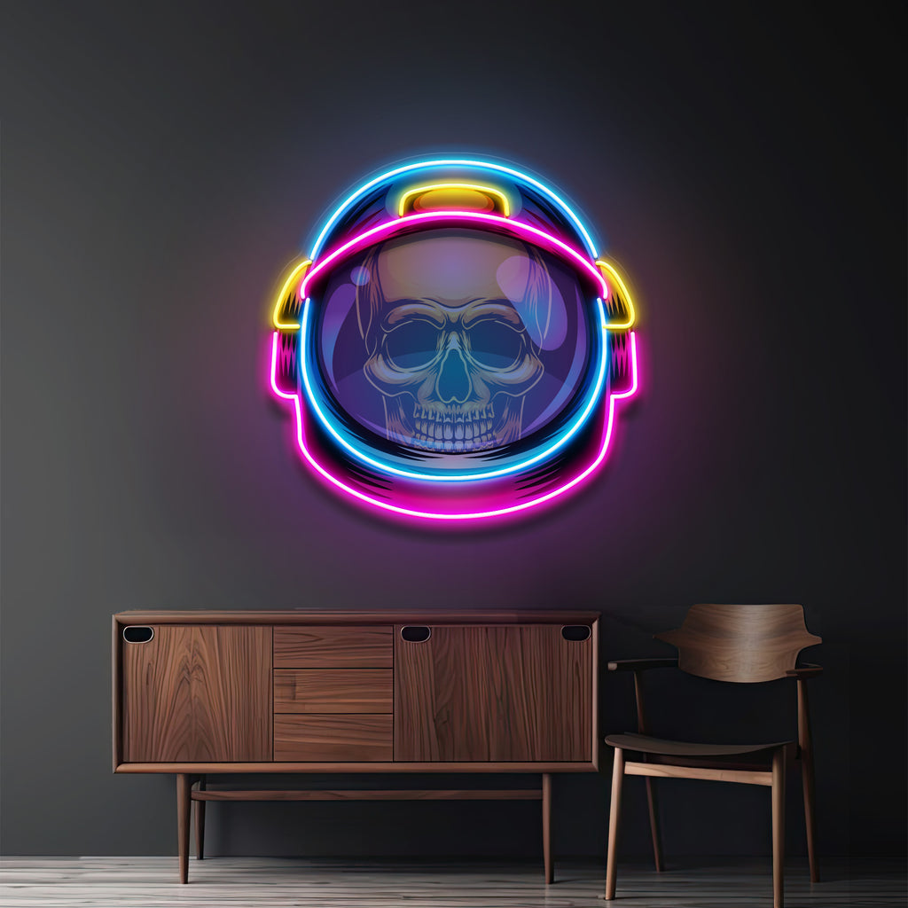 Colorful Astronaut Skull LED Neon Sign Light Pop Art