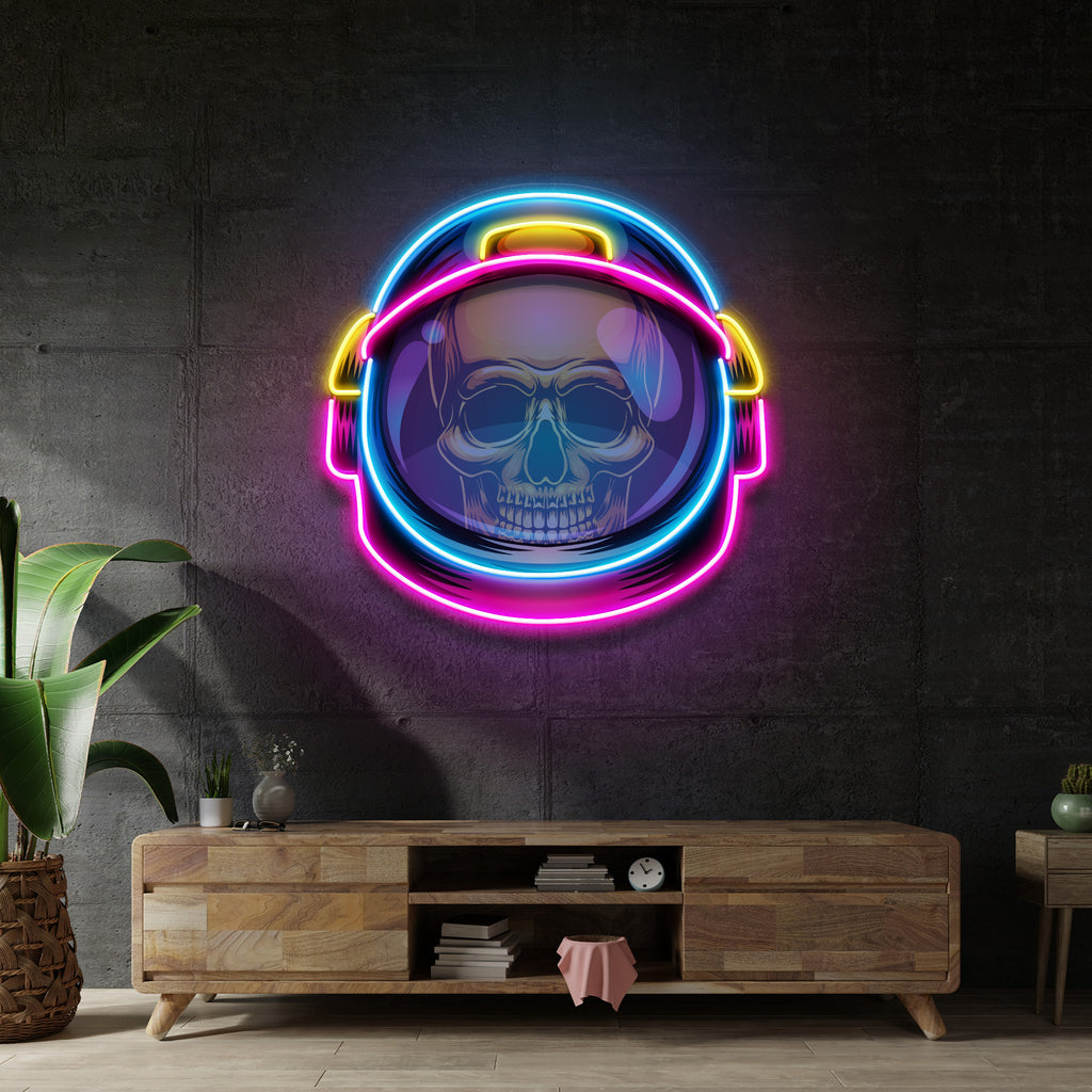 Colorful Astronaut Skull LED Neon Sign Light Pop Art