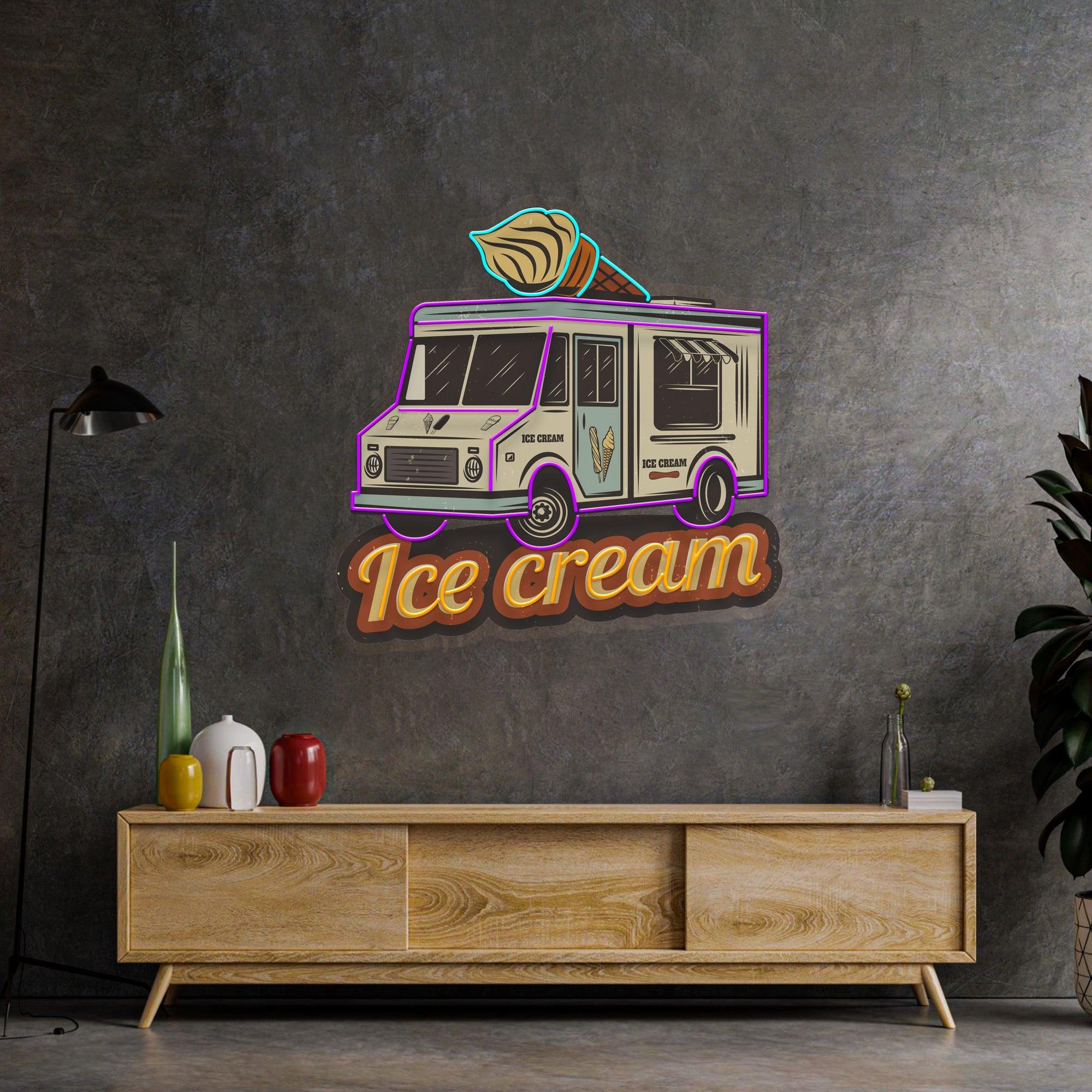 Ice Cream Bus Led Neon Acrylic Artwork