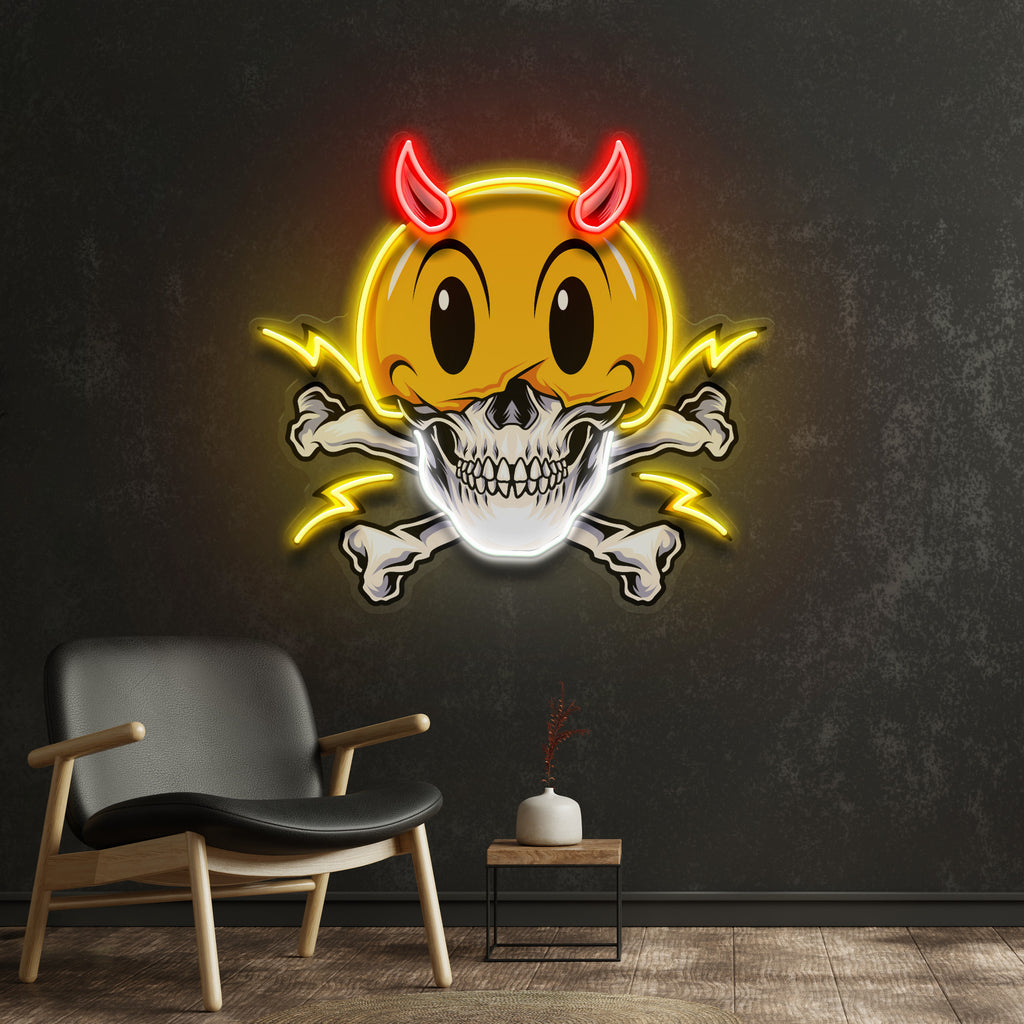 Emoji Hat Skull LED Neon Sign Light Pop Art