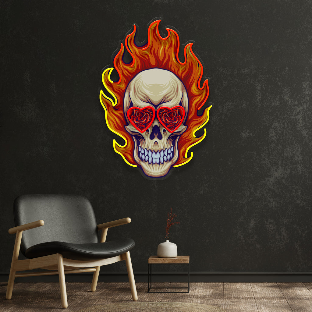 Fire Skull LED Neon Sign Light Pop Art