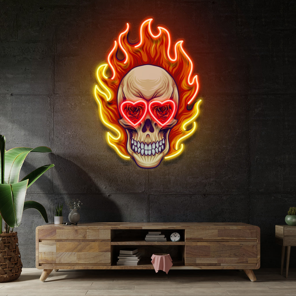 Fire Skull LED Neon Sign Light Pop Art