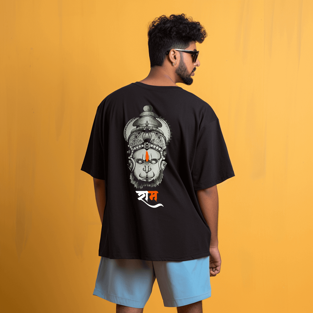 Lord Hanuman Oversize T-shirt in Cotton Biowash