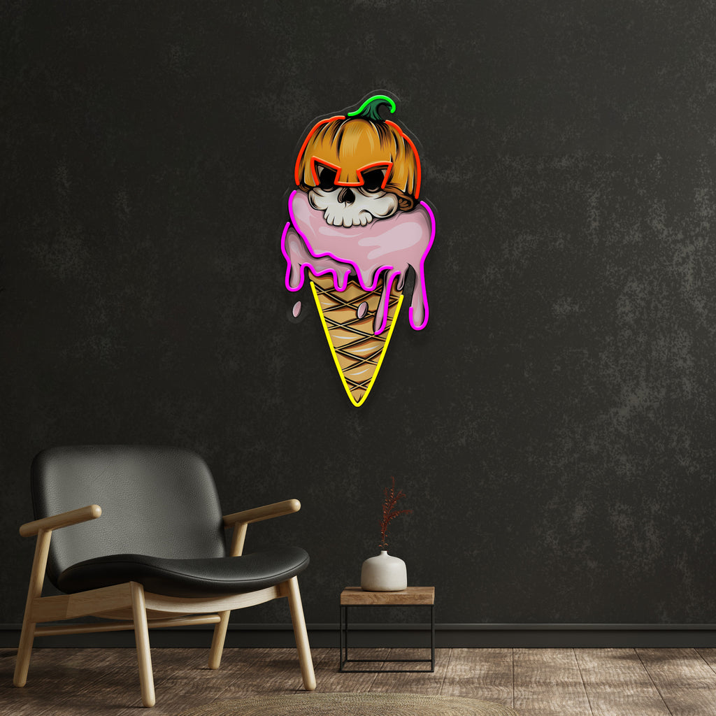 Ice Cream Skull LED Neon Sign Light Pop Art