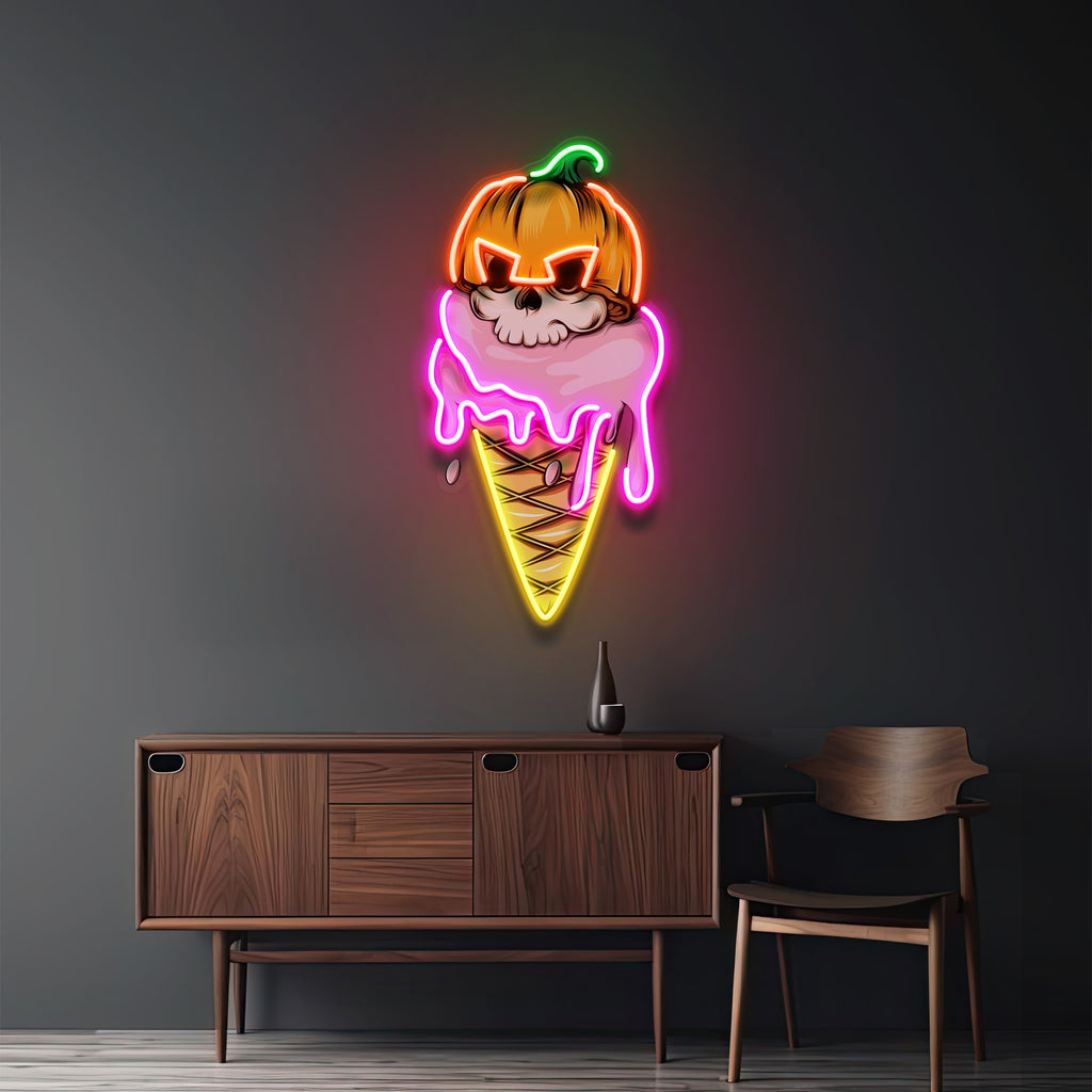 Ice Cream Skull LED Neon Sign Light Pop Art