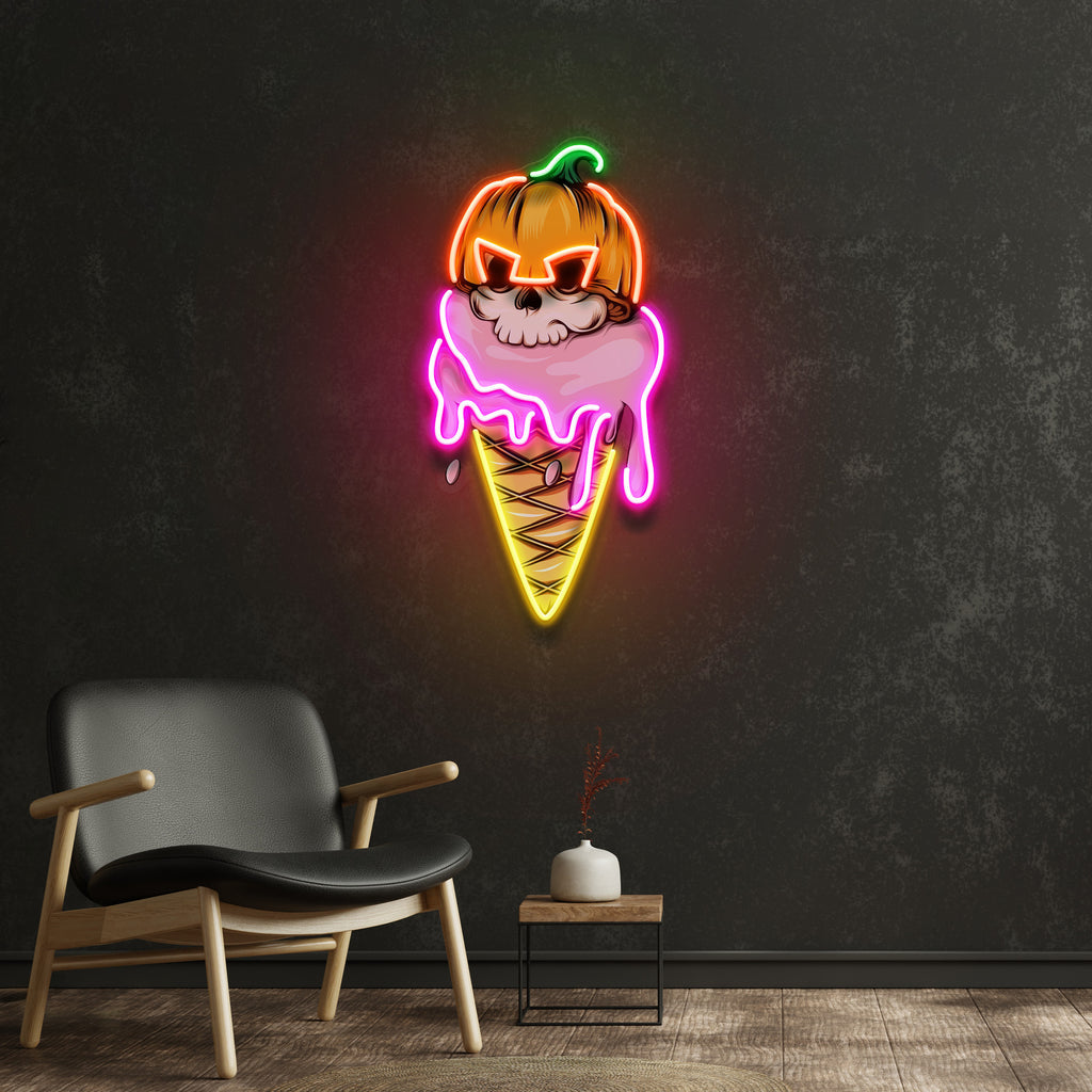 Ice Cream Skull LED Neon Sign Light Pop Art