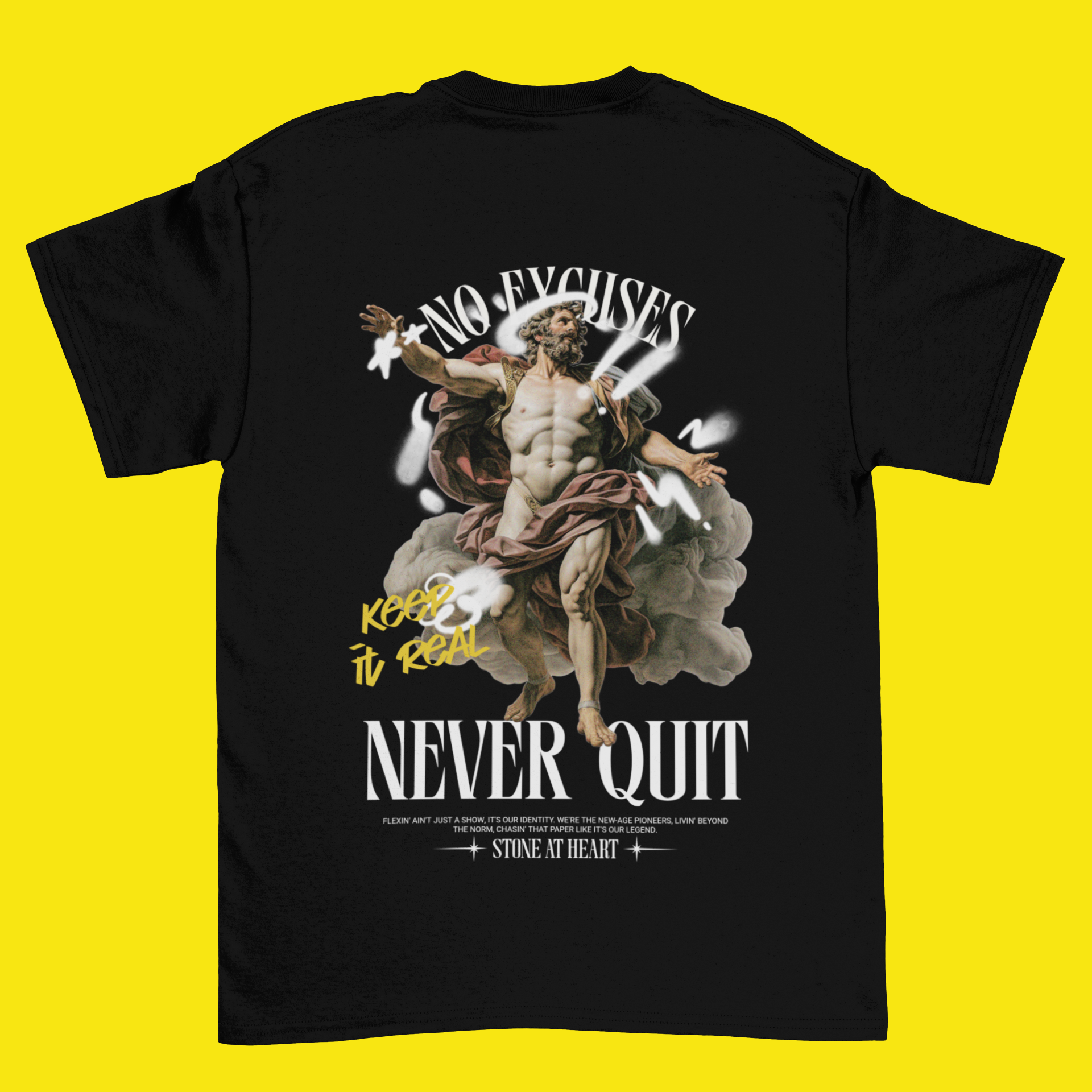 "NEVER QUIT" UNISEX OVERSIZE TEE