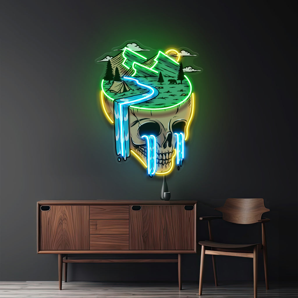 Mountain View Skull LED Neon Sign Light Pop Art