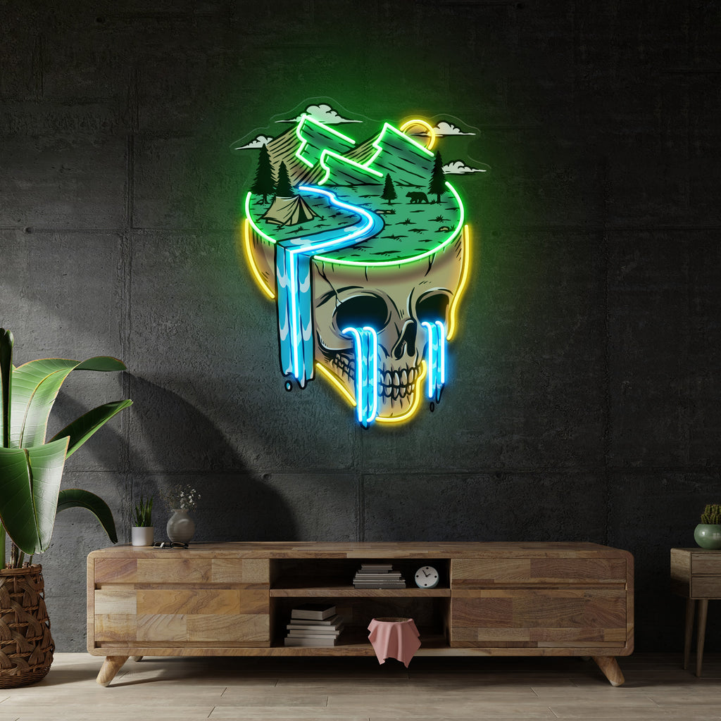 Mountain View Skull LED Neon Sign Light Pop Art