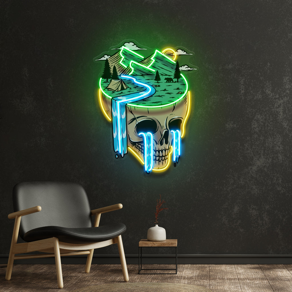 Mountain View Skull LED Neon Sign Light Pop Art